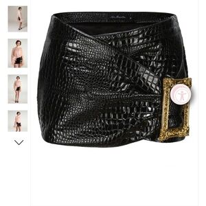 Elegant Black Croc-Embossed Skirt with Gold Accent